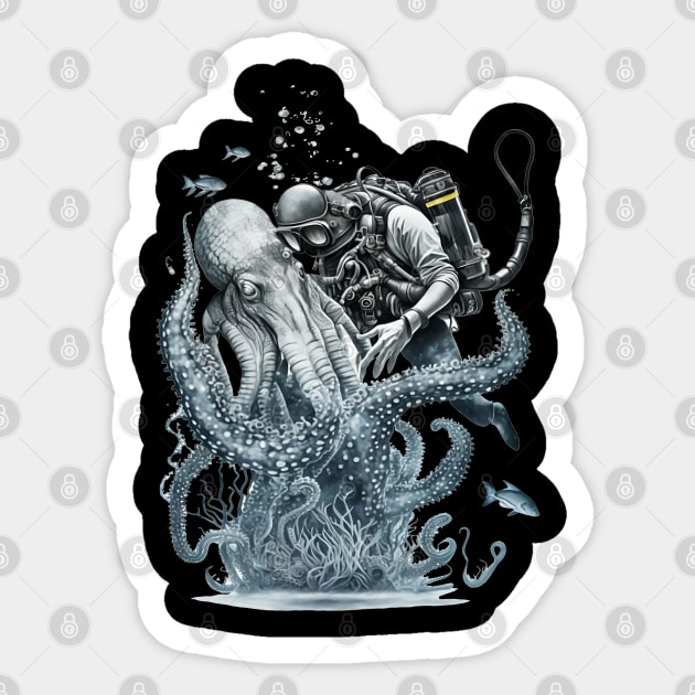 Scubadiving with Octopus Sticker by AI INKER